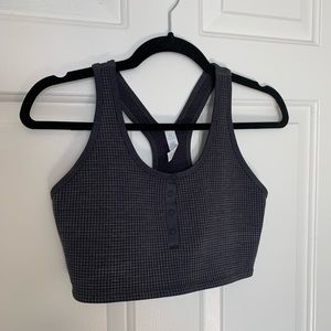 Aerie Offline Thermal Henley Sports Bra - Vintage Black